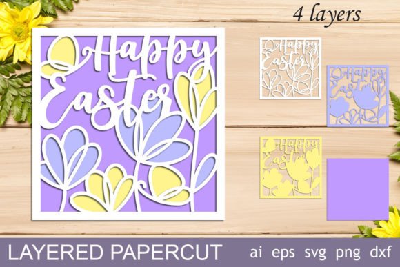 3D Layered Easter Card SVG, Shadow Box for Creative Expression