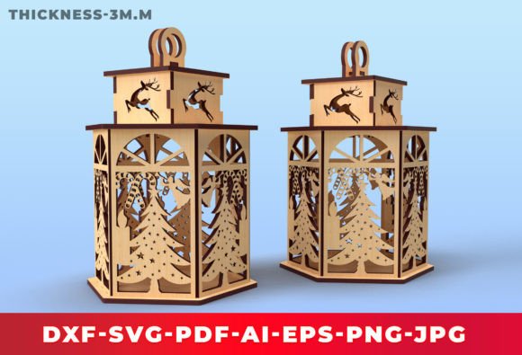 3D Svg Christmas Lantern Laser Cut 03