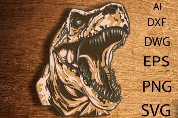 3D T-Rex SVG DXF Files - 3D Mandala Svg