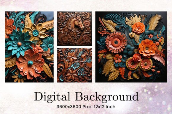 3D Tooled Leather Western Background Set: A Digital Design Resource