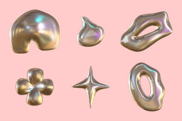 3D Y2K Chrome Glossy Silver Element: A Modern Design Asset