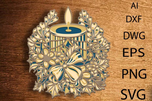 Christmas Candle SVG Mandala, 3D Christm