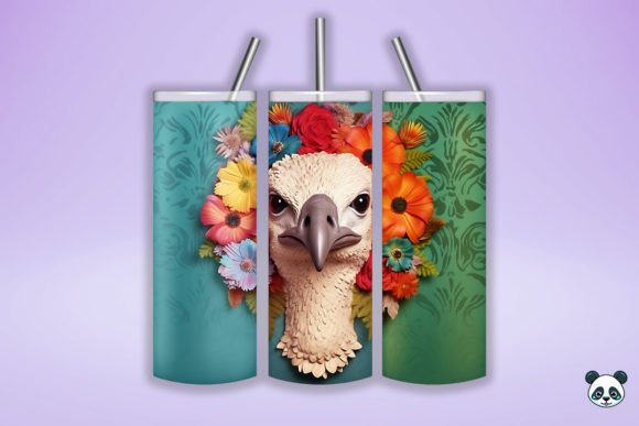 Colorful 3D Ostrich Tumbler Wrap 2 Design Guide