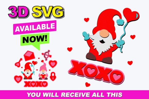 Crafting Depth: The Gnome Valentine 3D SVG Collection
