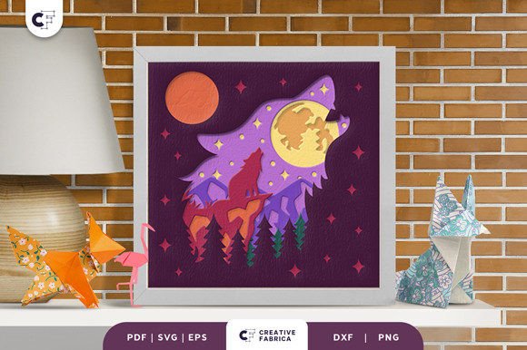 Crafting Depth: The Wolf Head Silhouette 3D Shadow Box Experience