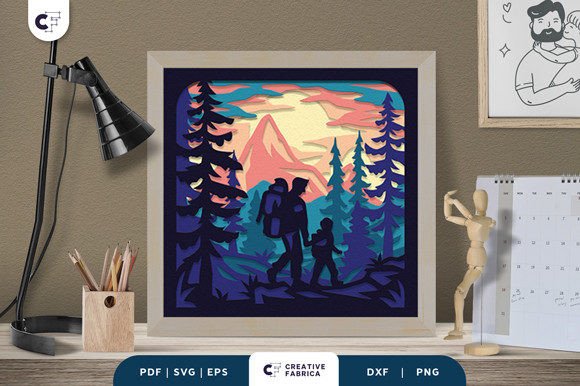 Crafting Memories: A Guide to the Dad Hiking with Kids 3D Shadow Box SVG