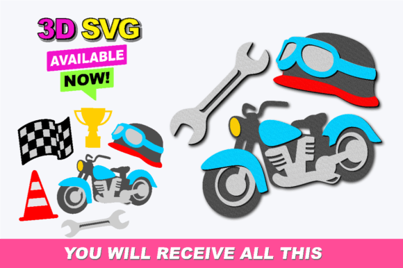 Elevate Your Crafting Projects with Professional Motorcycle Elements 3D SVG Designs