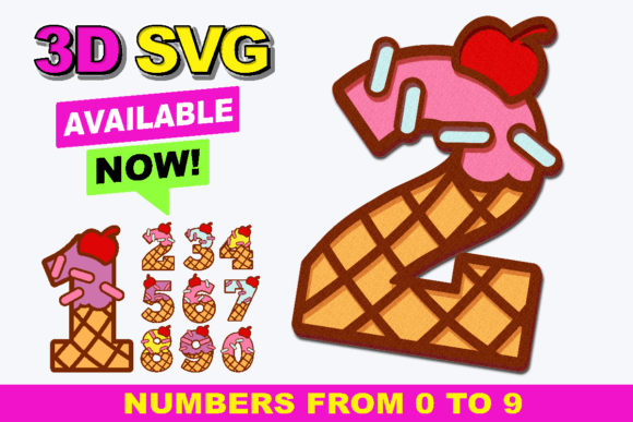 Elevating Celebrations with Ice Cream Sweet Numbers 3D SVG Designs