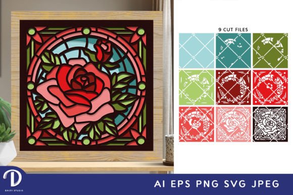 Illuminating Romance: The Art of the Stained Glass Roses 3D Shadow Box