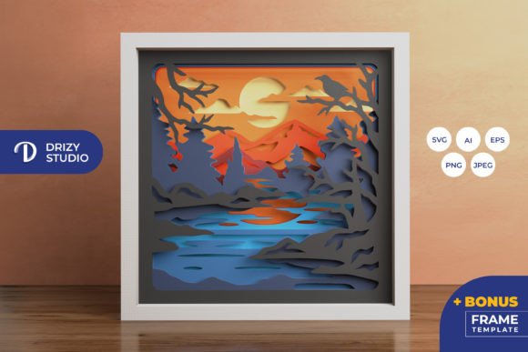 Mountain Forest Sunset 3D Shadow Box: A Creative and Practical Artistic Tool