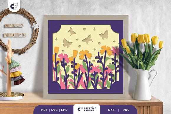 Spring Field Meadow 3D Shadow Box SVG Guide