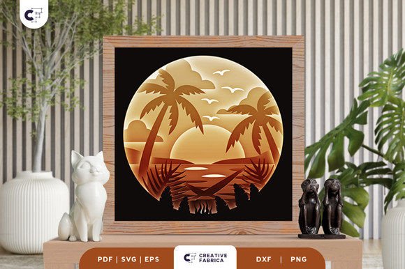 Transform Your Space with a Tropical Seaside 3D Shadow Box Paper Cut